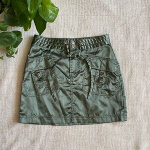 Vintage y2k Limted Too Green Metallic Sheen Cargo Mini Skirt